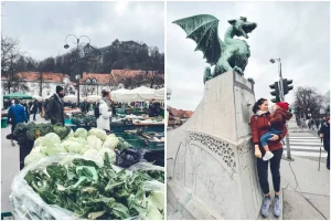 mercato centrale e ponte dei draghi a lubiana